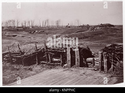 Fort Beauregard in Manassas, Virginia, eine Festung aus dem Bürgerkrieg mit Verteidigungsbauten und militärischen Strukturen. Stockfoto