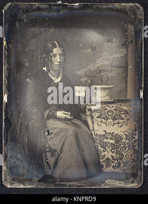 Porträt von Harriet Beecher Stowe, amerikanischer Autorin und Abolitionistin, aus der Sammlung des Metropolitan Museum of Art, bekannt für die Schrift von „Onkel Toms Hütte“ und Einfluss auf die soziale Reform. Stockfoto