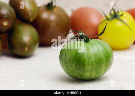 Erbe Tomaten verschiedener Typen Stockfoto