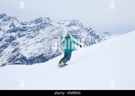 Snowboarder, Sölden, Österreich, extreme Wintersport Stockfoto