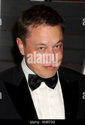 BEVERLY HILLS, Ca - 22. Februar: Elon Musk besucht die 2015 Vanity Fair Oscar Partei von Graydon Carter an Wallis Annenberg Center für Darstellende Künste am 22. Februar 2015 in Beverly Hills, Kalifornien: Elon Musk Stockfoto