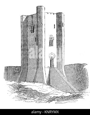 Conisborough Burg ist eine mittelalterliche Festung in Conisborough, South Yorkshire, England. Die Burg wurde ursprünglich im 11. Jahrhundert von William de Warenne, Graf von Surrey, gebaut nach der normannischen Eroberung Englands im Jahr 1066. Es wurde von Sir Walter Scott als Standort für seine 1819 Roman Ivanhoe verwendet. Stockfoto