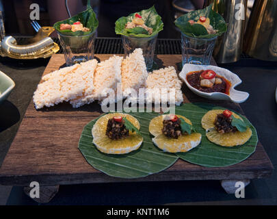 Traditionelle thailändische Vorspeisen in Bangkok, Thailand Stockfoto