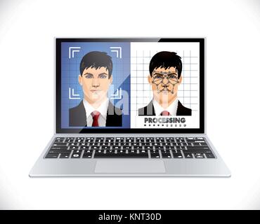 Face Recognition System - Computer Software konzept-stock Illustration Stock Vektor