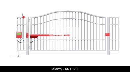 Automatisches Tor System - automatische Türöffner schematische Darstellung - Lager Abbildung Stock Vektor