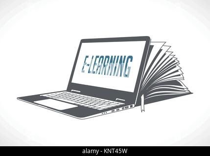 Elearning Logo - Ebook, e-Learning und Knowledge Base Konzept - Lager Abbildung Stock Vektor