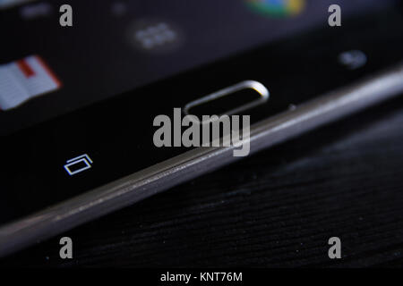 Taskleiste Schwarz Android Tablet Corporate Tasten Tasten Home Electronic Schreibtisch Stockfoto