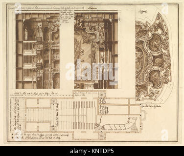 Designs für das Theater in Nancy - Blick auf die Hälfte der Vorbühne und eine Hälfte ein Abschnitt; Ende der Decke; und Grundriss MET DP 820189 340183 Stockfoto