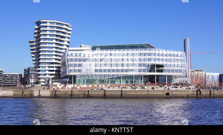 HAMBURG, DEUTSCHLAND - 8. März, 2014: Die unilever Haus ist Teil der hafencity an der Elbe Stockfoto