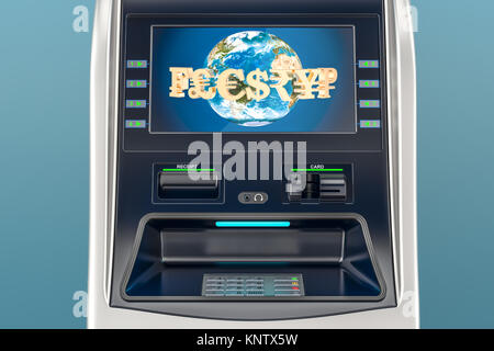 ATM, Automated Teller Machine Nahaufnahme. 3D-Rendering Stockfoto