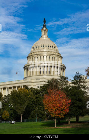 US Capitol Gebäude Washington DC Dome Detail Nahaufnahme allein Tageslicht Schatten Sonnenschein amerikanischen Wahrzeichen Stockfoto