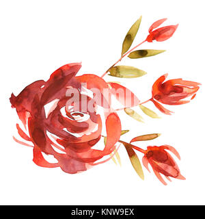 Cute Aquarell handgemalte Rosen Blumen. Einladung. Hochzeit Karte. Geburtstagskarte. Stockfoto