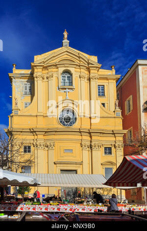 Chapelle de la Misericorde, die Kapelle der Barmherzigkeit, äußere der Römischen Kirche in Chatholic Cours Saleya, Nizza, Frane Stockfoto