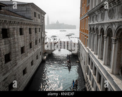 San Giorgio Maggiore Blick von der Seufzerbrücke, Venedig Stockfoto