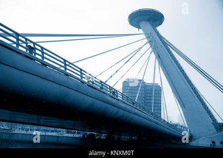 Anzeigen von chifeng Brücke - Wahrzeichen von Tianjin, China. Stockfoto