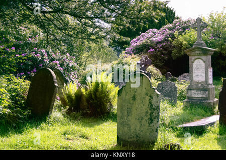 Alte Grabsteine in Glendalough, Co Wicklow, Irland. Glendalough ist eine frühe christliche monastischen Siedlung von St. Kevin im 6. Jahrhundert gegründet. Stockfoto