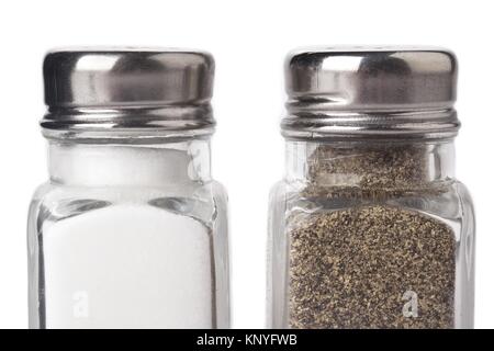 Flaschen mit Salz und Pfeffer Stockfoto