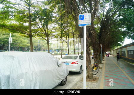 Shenzhen, China: Parkplatz Pkw-Maut Zeit Werbung Anzeige Stockfoto