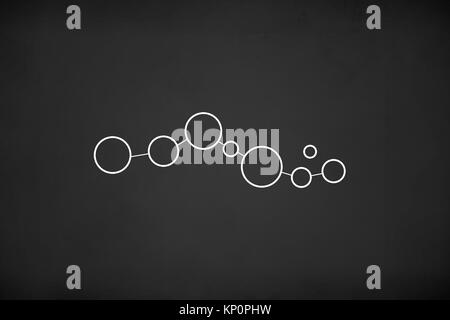 Illustrative weiße Kreise miteinander in Gruppen Netzwerk verbunden, auf Schwarze Kreide bord Hintergrund. Stockfoto