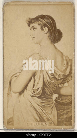 Porträtkarte von Griechen aus der Serie Schauspieler und Schauspielerinnen (N45, Typ 8) für Virginia Brights Zigaretten, Teil der Sammlung des Metropolitan Museum of Art. Stockfoto