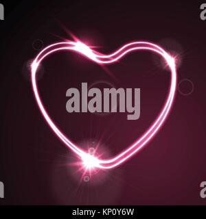 Dunkel rosa Herzen, glühende Neon-effekt abstract vector Hintergrund Stock Vektor