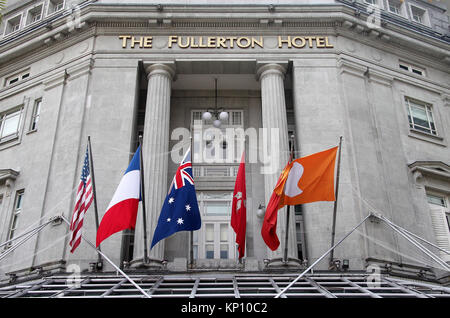 Das Fullerton Hotel in Singapur Stockfoto