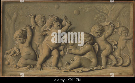 Amorini zu spielen (ein Paar) MET DP 278052 Amorini zu spielen (ein Paar) MET DP 278052 / 189556 Künstler: Art und Weise der Piat Joseph Sauvage, Flämisch, Tournai 1744?1818 Tournai, Amorini zu spielen (ein Paar), 1770?90, Öl auf Leinwand, 21-3/4 x 33-7/8-in. (55,2 x 86,0 cm). Das Metropolitan Museum of Art, New York. Geschenk der J. Pierpont Morgan, 1906 (07.225.315 b) Stockfoto