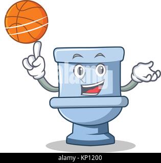 Mit Basketball wc Charakter Cartoon Stil Stock Vektor