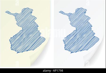 Finnland-Scribble-Karte auf einem weißen Hintergrund. Stock Vektor