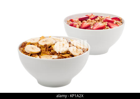 Zwei fruchtigen Frühstück Müsli Schale Stockfoto