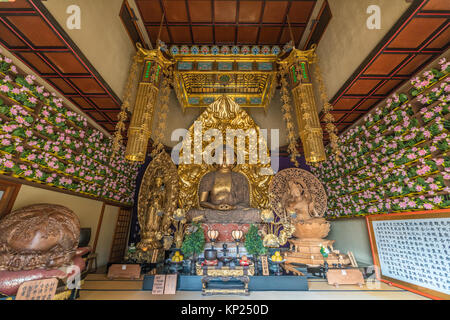 Kamakura, Kanagawa, Japan - 16 November 2017 - Amida Nyorai, Buhdda statue Comisioned 1194 von Shogun Minamotono Yoritomo. Auf Amida-do Hall Stockfoto