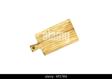 Holz Schneidebrett auf weißem Hintergrund. Stockfoto