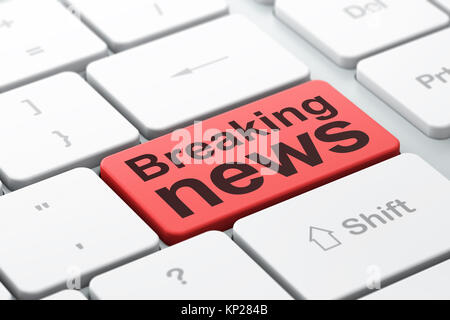 Aktuelles Konzept: Breaking News auf Computer Tastatur Hintergrund Stockfoto