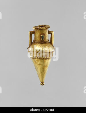 Gold amphoriskos (Öl Flasche) mit eingelegten Granate MET DT 4426 257395 Stockfoto