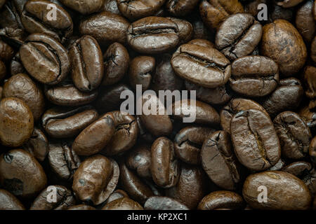Nahaufnahme von Kaffeebohnen Stockfoto