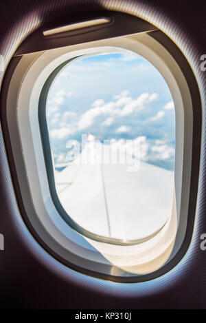 Nahaufnahme einer Ebene Fenster im Fokus Stockfoto
