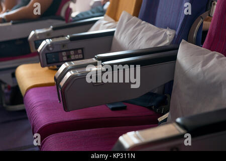 Plätze frei in der Kabine in der Economy Class Stockfoto
