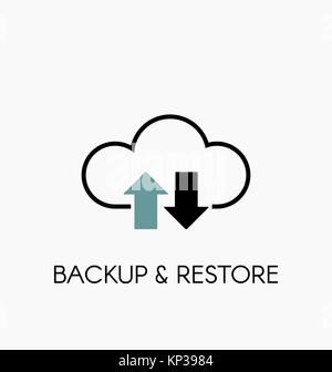 Data Cloud Symbol. Backup und Wiederherstellen. Stock Vektor