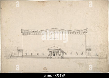 Design für die Ecke einer Dekoration (recto); Skizze der monumentalen Gebäude mit vier Temple-Front Eingänge (verso) MET DP 807107 335657 Stockfoto