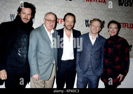 Christian Camargo, Errol Morris, Peter Sarsgaard, Scott Shepherd und Molly Parker nehmen an der "Wermut" New York Premiere am Campbell am 12. Dezember 2017 in New York City. Stockfoto