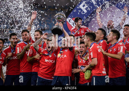 Argentinische Spieler feiern ihren Titel in der 2017 South American Cup Entscheidung im Maracana-stadion gewinnen, nördlich der Stadt Rio de Janeiro, am Mittwoch Abend (13). (Foto: JAYSON BRAGA/BRASILIEN FOTO DRÜCKEN) Stockfoto