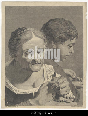 Kopieren in umgekehrter einer alten Frau mit einen Rosenkranz und ein Junge Zählen von Münzen; Platte 10 von "Icones ad vivum expressae' nach Giovanni Battista Piazzetta MET DP 214790 376224 Stockfoto