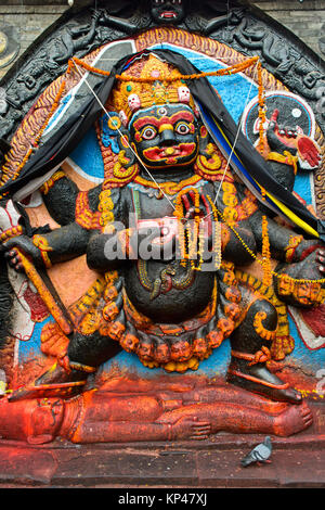 Hinduistische Gottheit Kala Bhairav, Hanuman Dhoka Durbar Square, Kathmandu, Nepal Stockfoto