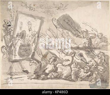 An Irish Howl ist eine Zeichnung, die Thomas Rowlandson (1757–1827) zugeschrieben wird und eine humorvolle Szene darstellt, die für seinen satirischen Stil charakteristisch ist. Das Kunstwerk ist Teil der Sammlung der Met, Zugangsnummer 59.533.1813. Stockfoto