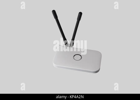 Wlan portable Router mit angeschlossenen externen Antennen. Stockfoto