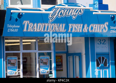 Youngs traditionellen Fisch- und Chip Shop, Seaton Carew Stockfoto