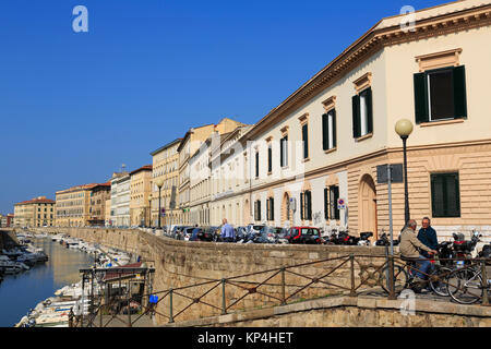 Canal, Livorno, Toskana, Italien, Europa Stockfoto