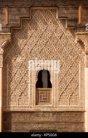 Marrakesch, Marokko - Apr 29, 2016: Detaillierte Ansicht Der Ben Youssef Medrese. Ein ehemaliger Islamischen Hochschule in Marrakesch, Marokko. Stockfoto