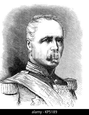 Die President-Marshal Marie Esme Patrice Maurice, Graf de Mac Mahon, der Herzog von Magenta, 13. Juni 1808 - 17. Oktober 1893, war ein französischer General und Politiker, mit der Unterscheidung von Marschall von Frankreich. Er diente als Staatsoberhaupt von Frankreich von 1873 bis 1875 und als zweiter Präsident der Dritten Republik, von 1875 bis 1879 französische Korps Führer während der deutsch-französische Krieg 1870/71, der Zeit des Deutsch-Französischen Krieges oder der deutsch-französische Krieg, Deutsch-Franzoesischer Krieg, 1870-1871, digitale Verbesserte Reproduktion eines original Holzschnitt von 1871 Stockfoto