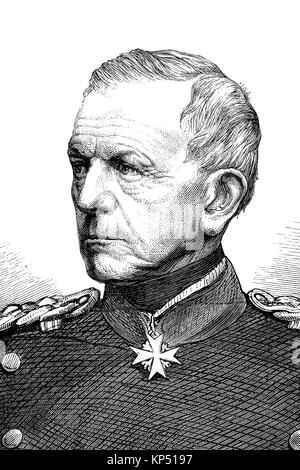 Helmuth Karl Bernhard von Moltke, ab 1870 Graf von Moltke, 26. Oktober 1800. - 24. April 1891, wurde ein preußischer Feldmarschall und Generalstabschef der Deutschen Armeen, Deutsch-französische Kampagne von 1870, der Zeit des Deutsch-Französischen Krieges oder der deutsch-französische Krieg, Deutsch-Franzoesischer Krieg, 1870-1871, digitale Verbesserte Reproduktion eines original Holzschnitt von 1871 Stockfoto